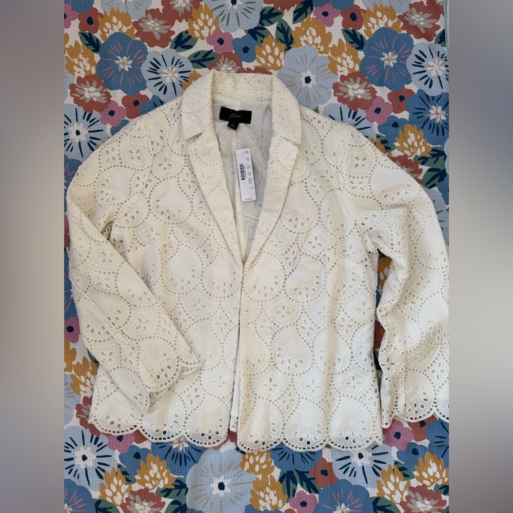 J. Crew White Eyelet Blazer small NWT